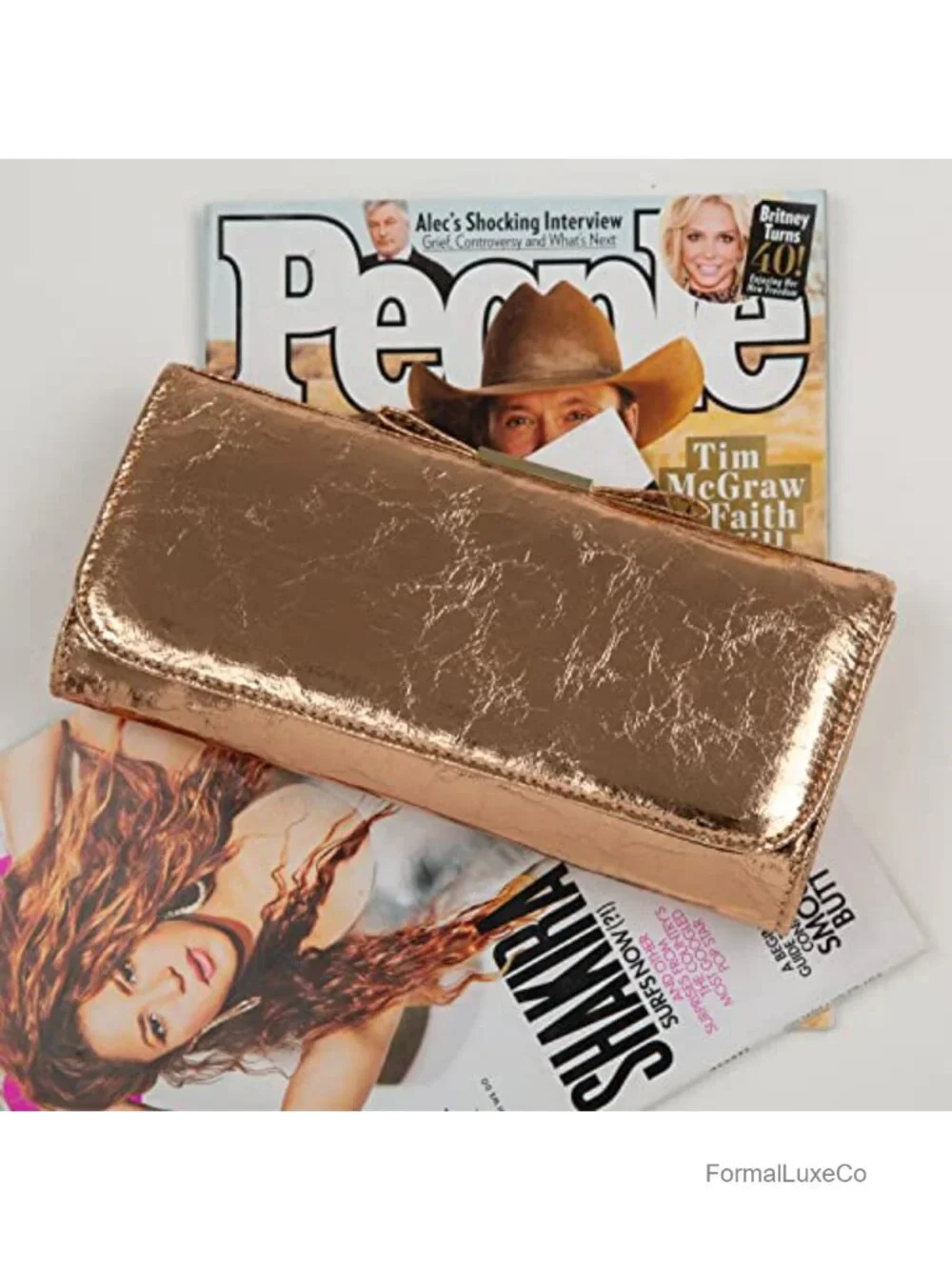Metallic Clutch Purse with Chain Strap